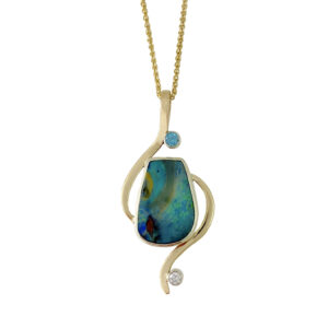 blue boulder opal pendant