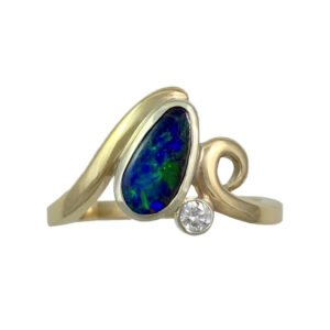 Ocean Wave Boulder Opal and Diamond ring (Sold)