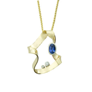 sapphire and diamond sea pendant