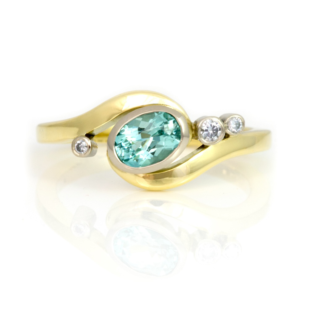 Sea Foam 18ct gold lagoon tourmaline and diamond ring (Sold) 1 lagoon tourmaline seafoam ring