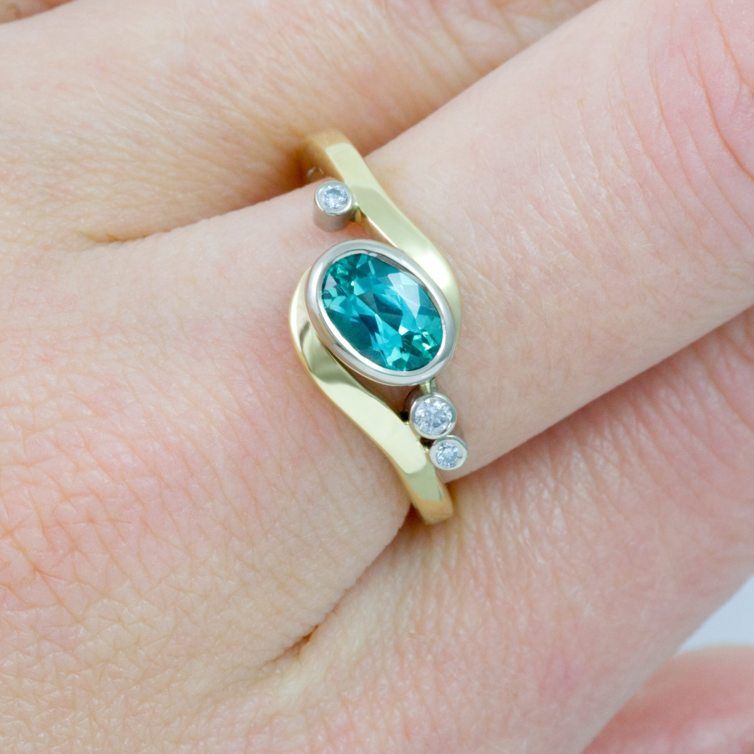 Sea Foam 18ct gold lagoon tourmaline and diamond ring - £5,995 2 lagoon tourmaline ring
