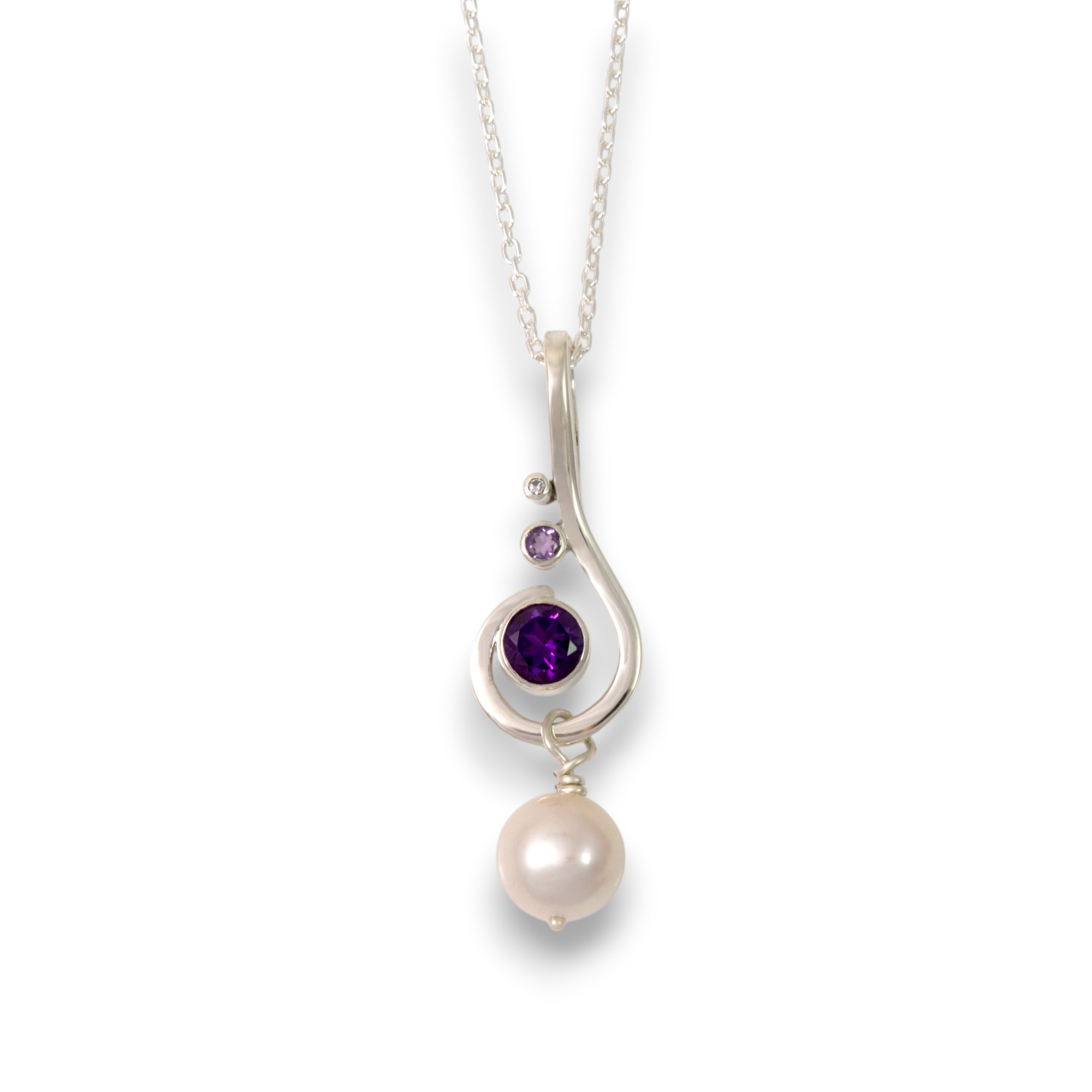 Sparkling Seas gem-set pearl and diamond pendant - £335 | Emma 