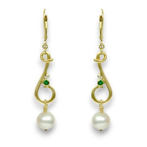 emerald pearl and diamond earrings
